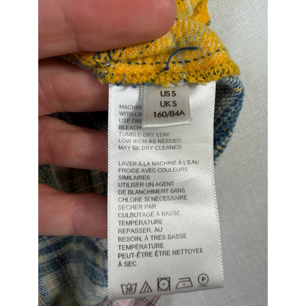 BDG Urban Outfitters Patchwork Plaid Flannel Shirt Oversized Raw Hem Small - Picture 6 of 9